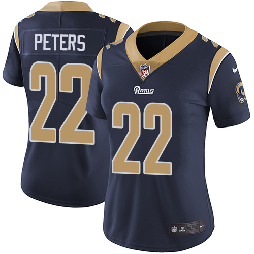 Nike Rams #22 Marcus Peters Navy Blue Team Color Women's Stitched NFL Vapor Untouchable Limited Jersey - Click Image to Close